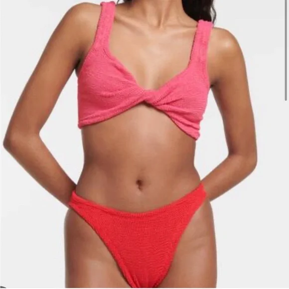 New Hunza g Juno twisted bikini set in hot pink/red one size - Picture 4 of 12